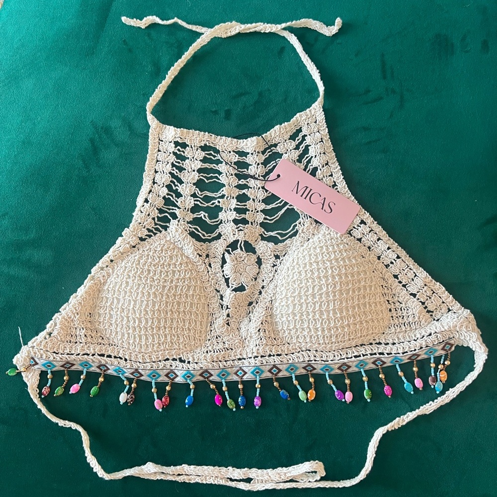 NWT Micas festival crochet halter top